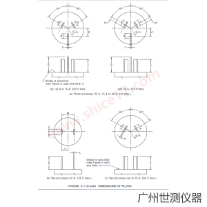 AS/NZS3112 图2.1 插头尺寸图纸 10A 15A 20A 三扁销 两扁销