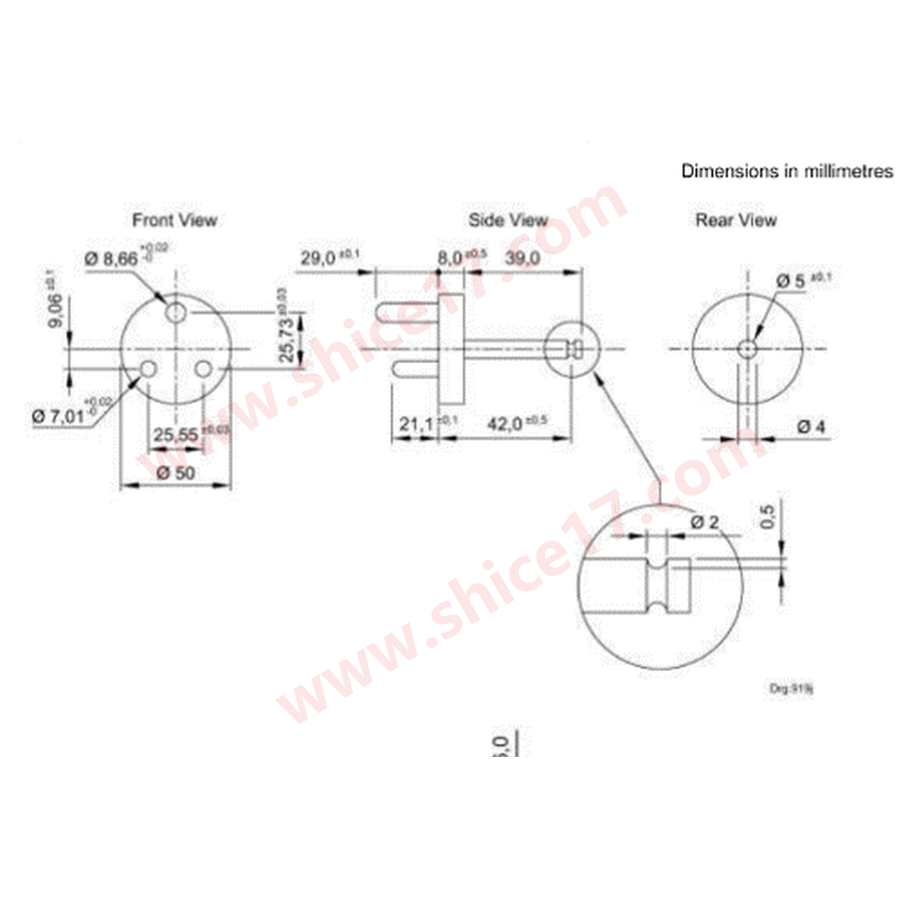 BS 546:2025 图22 — Gauge for verifying resistance to lateral stress(15 A 插座耐横向应力规)