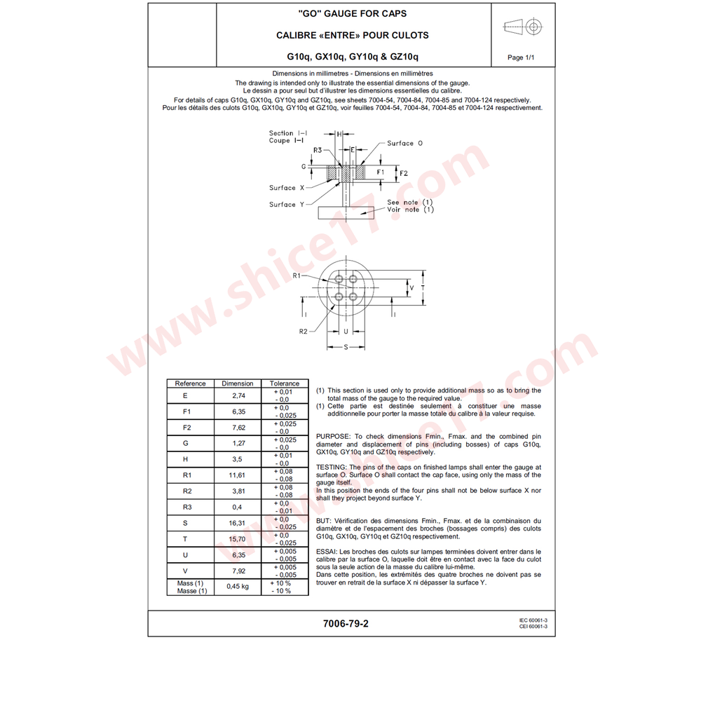 G10q灯头量规7006-79-2 标准图纸(IEC 60061-3 英文版)