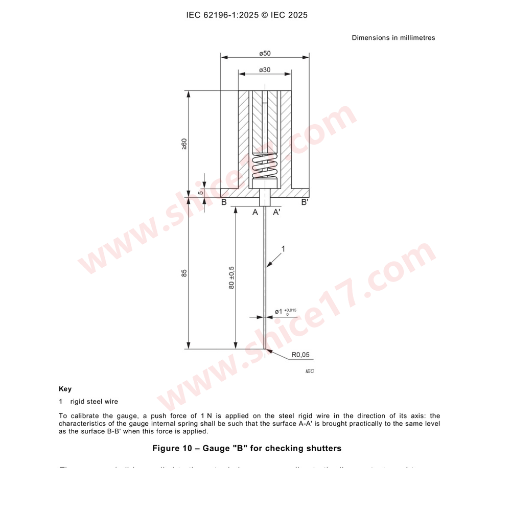 IEC62196-1 Figure 10 Gauge B 保护门探针标准图纸