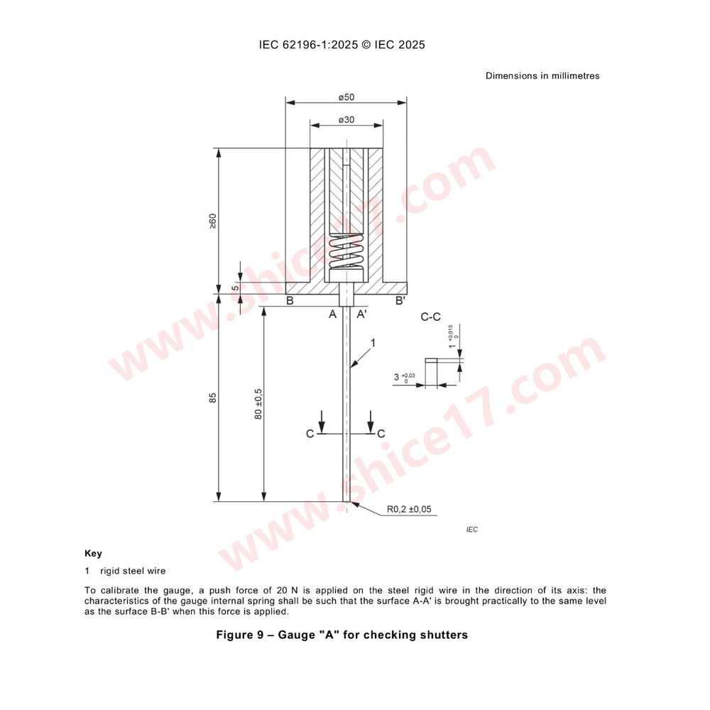 IEC62196-1 Figure 9 Gauge A 保护门探针标准图纸
